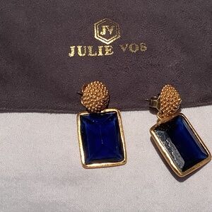 Julie Vos Sapphire and Gold Designer Earrings.  Stunning!